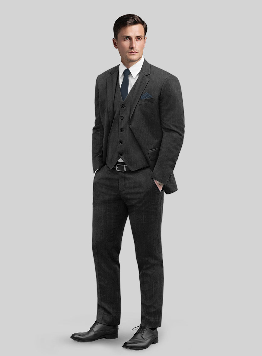Reda Cashmere Dark Gray Chalkstripe Wool Suit - StudioSuits