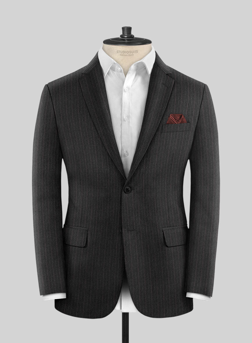 Reda Cashmere Dark Gray Stripe Wool Jacket - StudioSuits