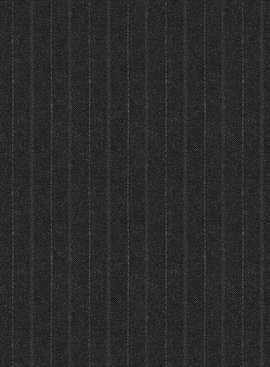 Reda Cashmere Dark Gray Stripe Wool Jacket - StudioSuits