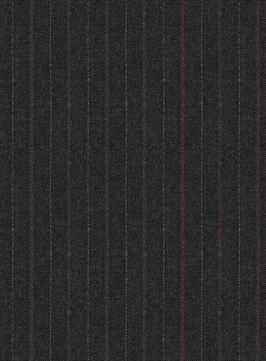 Reda Cashmere Dark Gray Stripe Wool Pants - StudioSuits