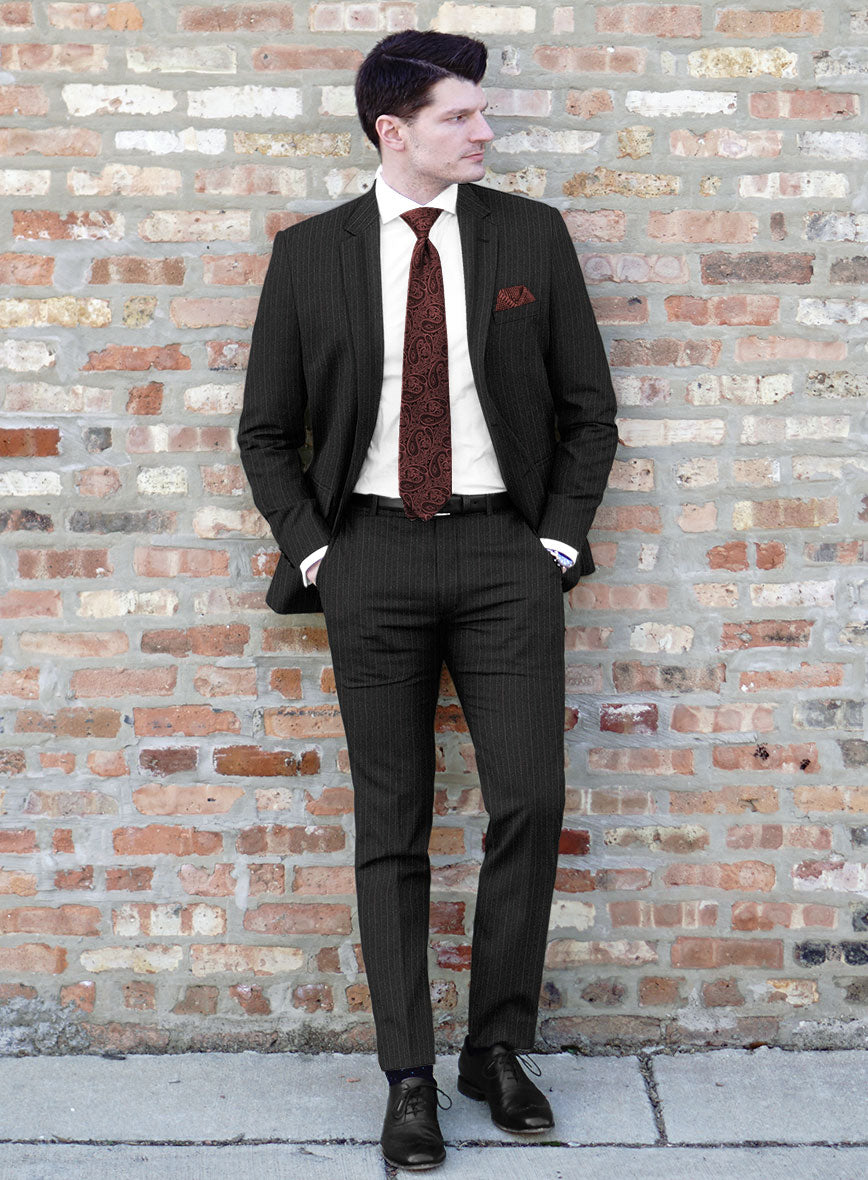 Reda Cashmere Dark Gray Stripe Wool Suit - StudioSuits