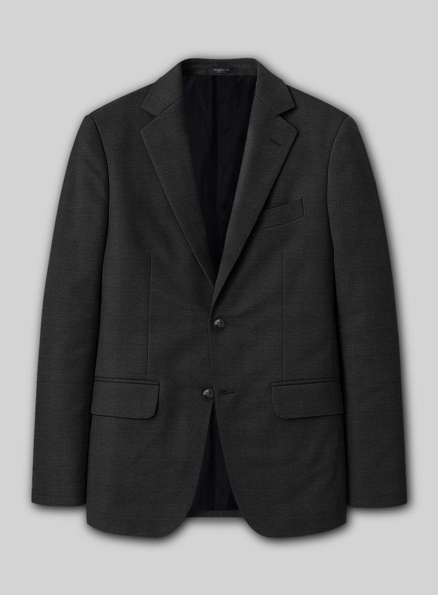 Reda Cashmere Dark Gray Windowpane Wool Jacket - StudioSuits
