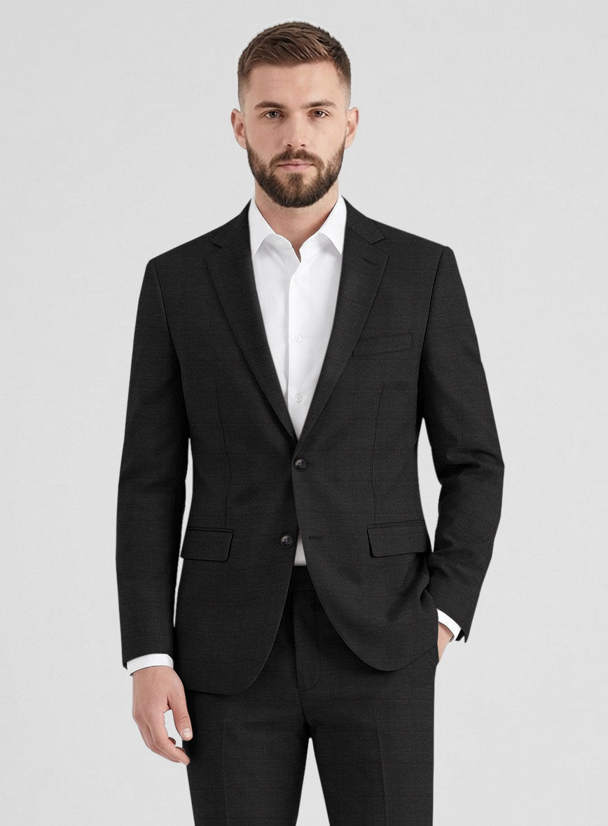 Reda Cashmere Dark Gray Windowpane Wool Jacket - StudioSuits