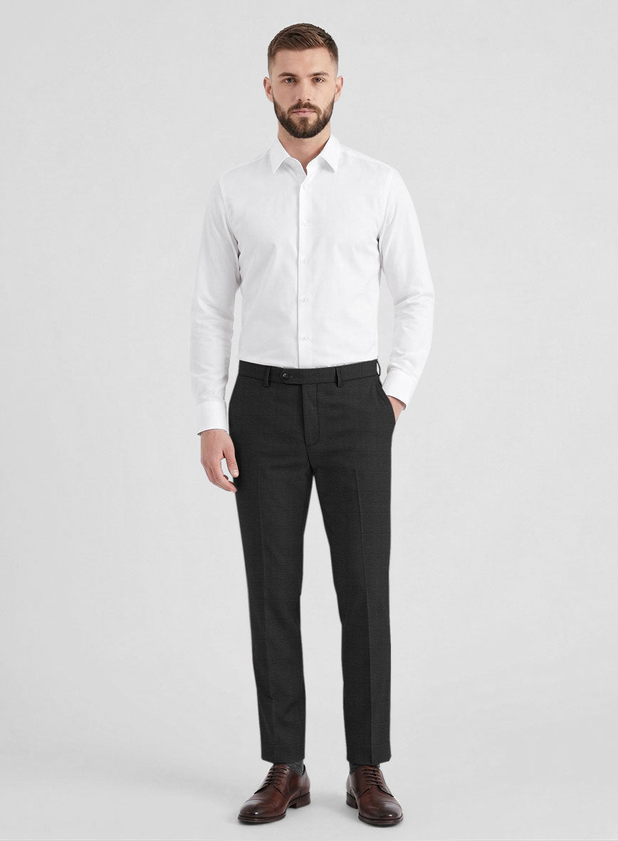 Reda Cashmere Dark Gray Windowpane Wool Pants - StudioSuits