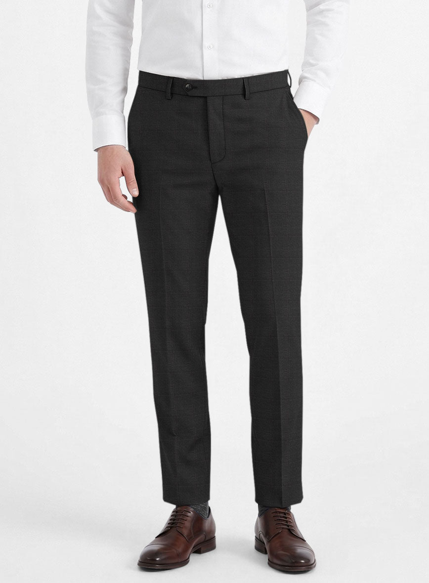 Reda Cashmere Dark Gray Windowpane Wool Suit - StudioSuits