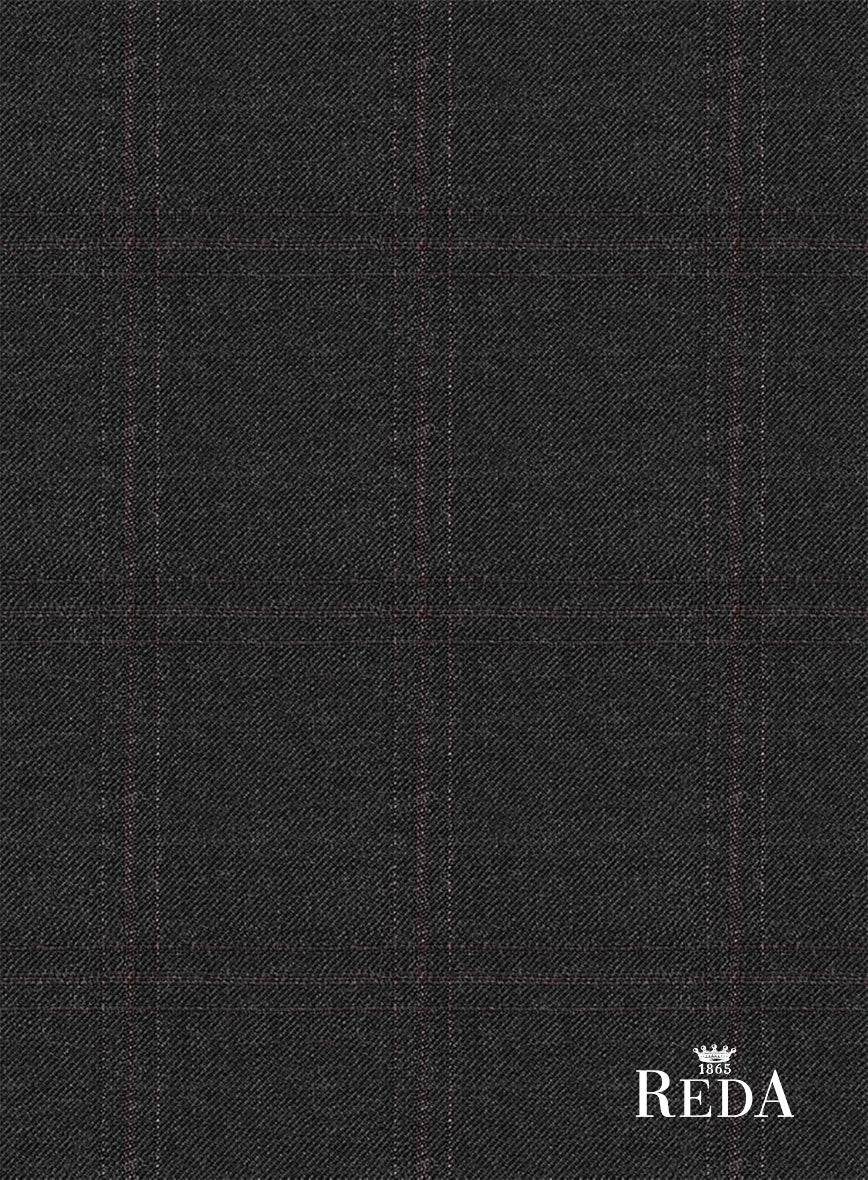 Reda Cashmere Dark Gray Windowpane Wool Jacket - StudioSuits