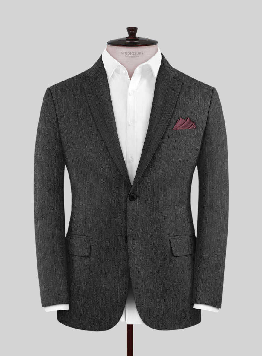 Reda Cashmere Gray Stripe Wool Jacket - StudioSuits