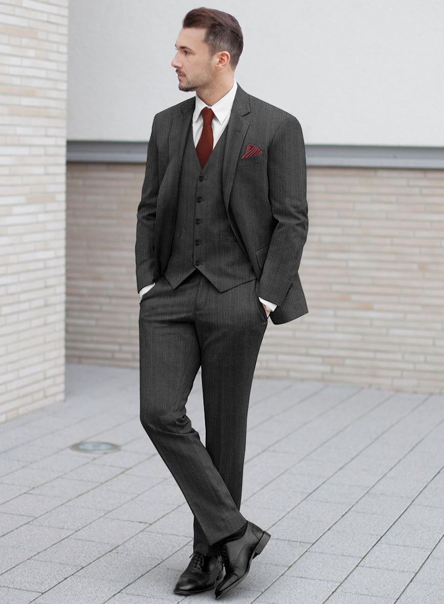 Reda Cashmere Gray Stripe Wool Suit - StudioSuits
