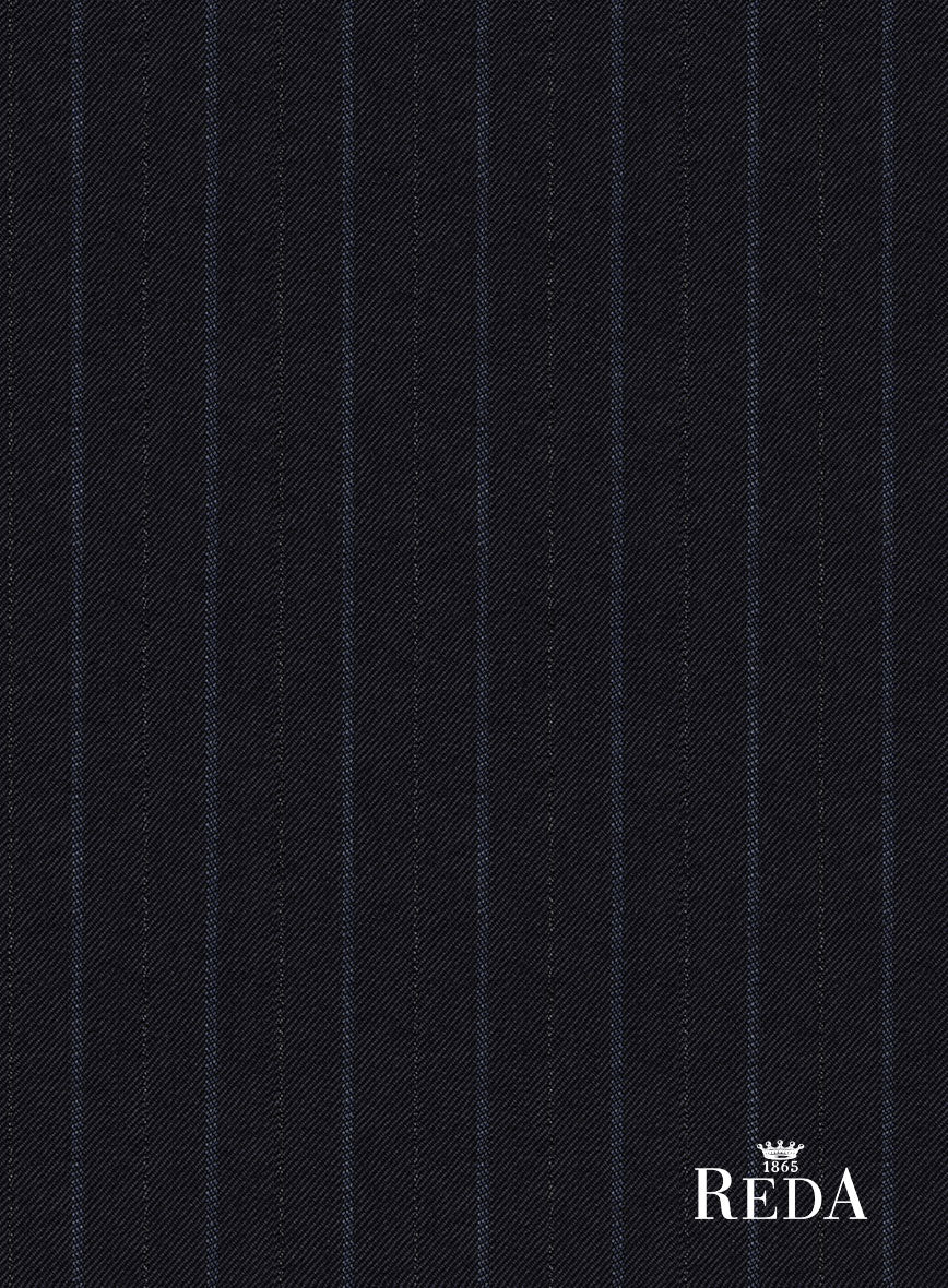 Reda Cashmere Navy Blue Stripe Wool Pants - StudioSuits