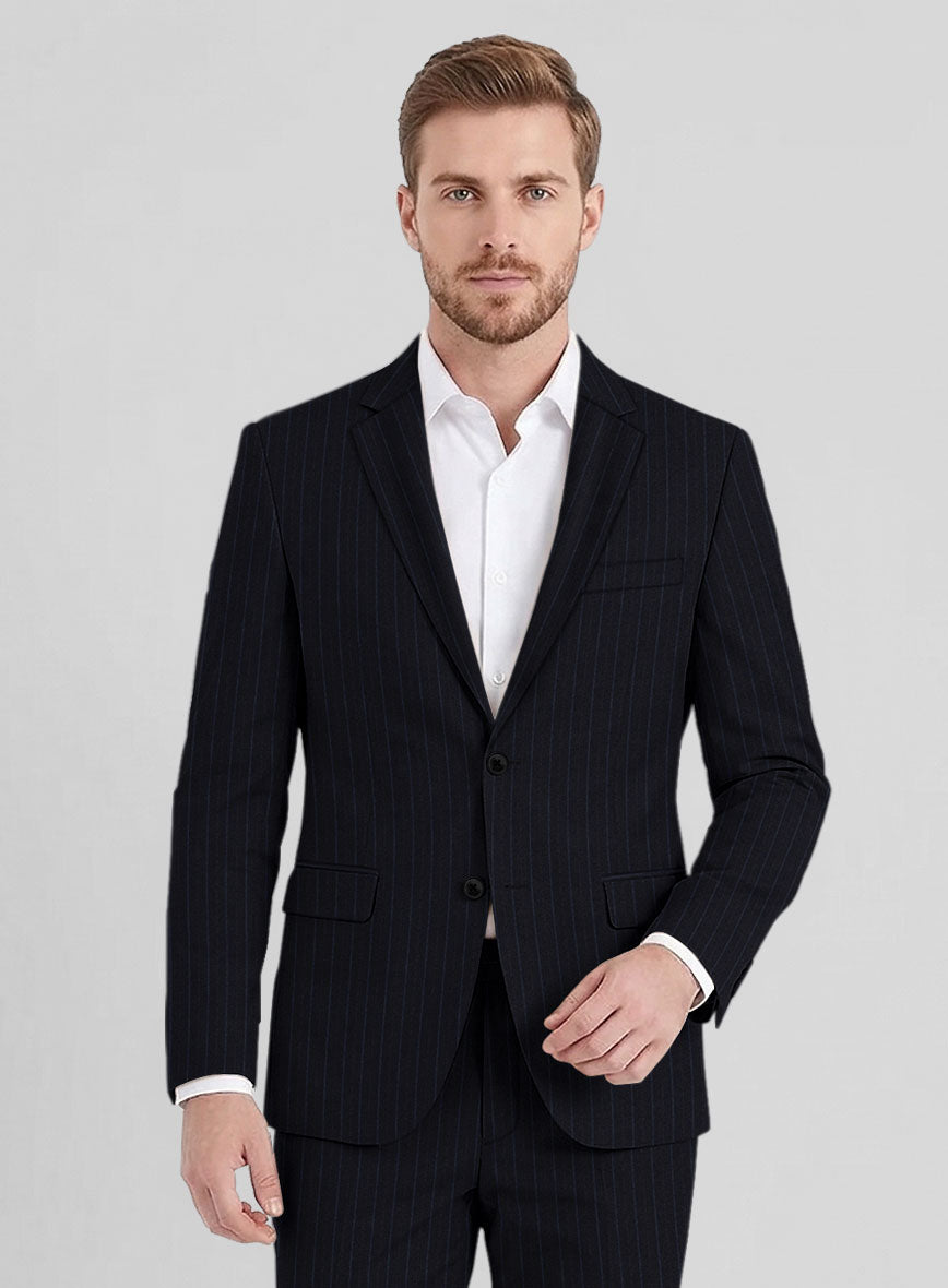 Reda Cashmere Navy Blue Stripe Wool Jacket - StudioSuits