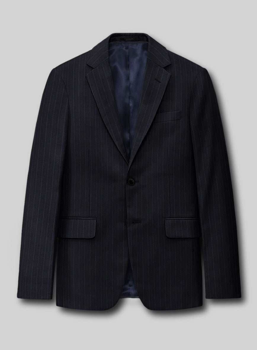 Reda Cashmere Navy Blue Stripe Wool Jacket - StudioSuits