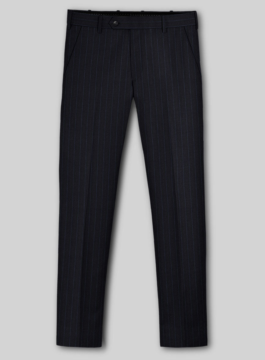 Reda Cashmere Navy Blue Stripe Wool Pants - StudioSuits