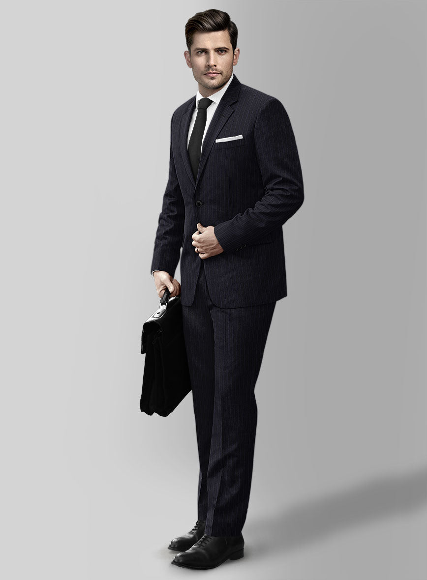 Reda Cashmere Navy Blue Stripe Wool Suit - StudioSuits