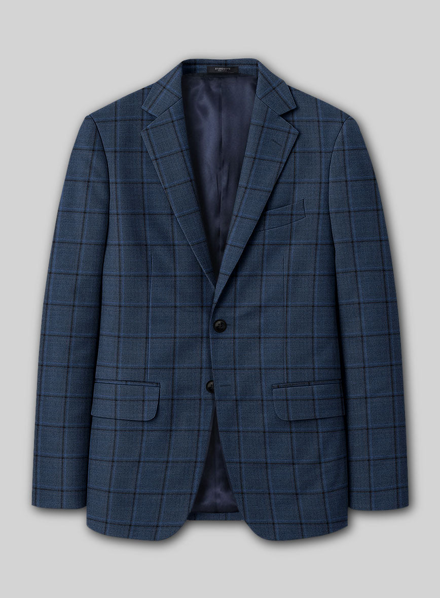 Reda Casi Blue Checks Wool Jacket - StudioSuits