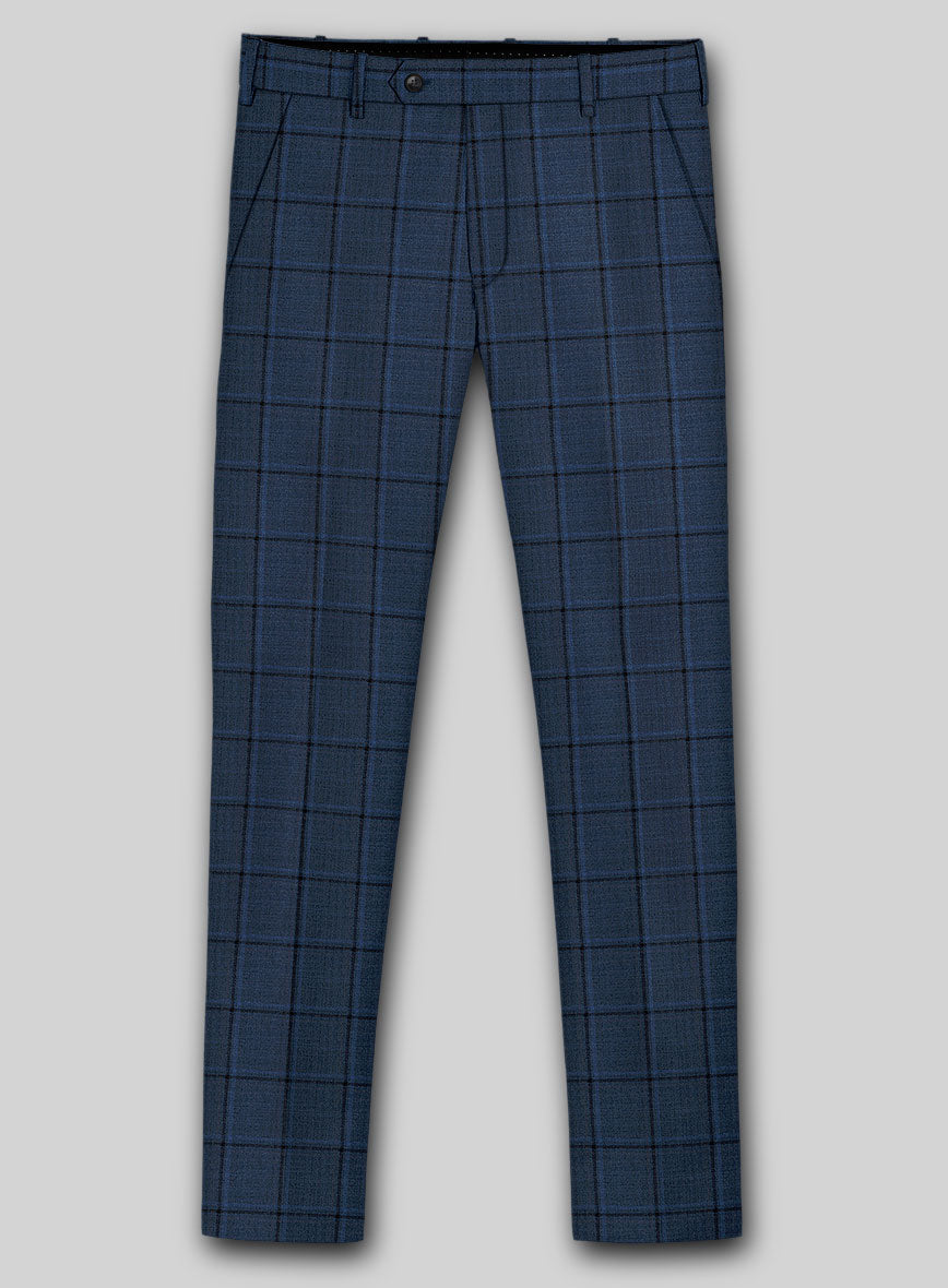Reda Casi Blue Checks Wool Pants - StudioSuits