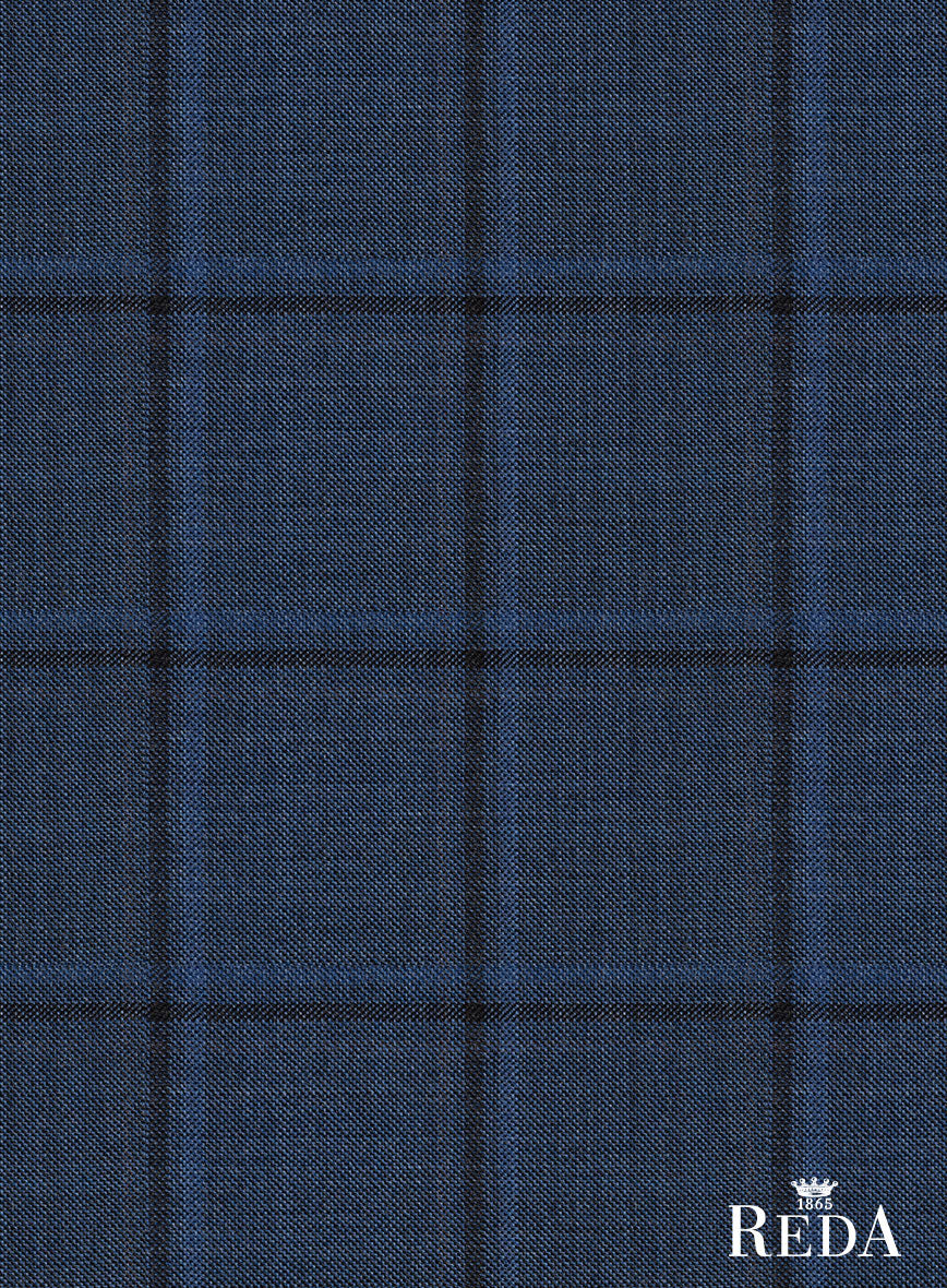 Reda Casi Blue Checks Wool Pants - StudioSuits