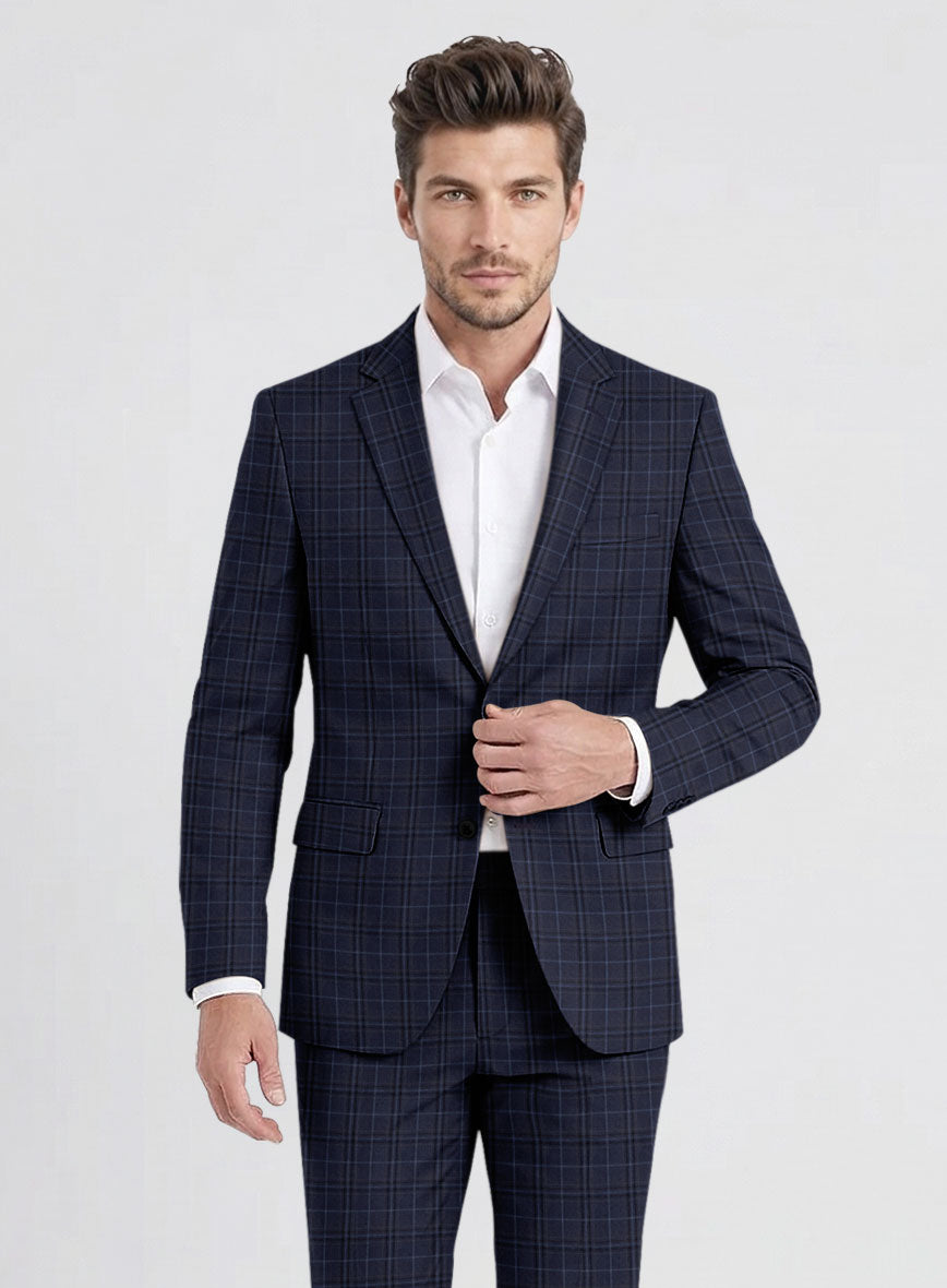 Reda Cavez Blue Checks Wool Jacket - StudioSuits