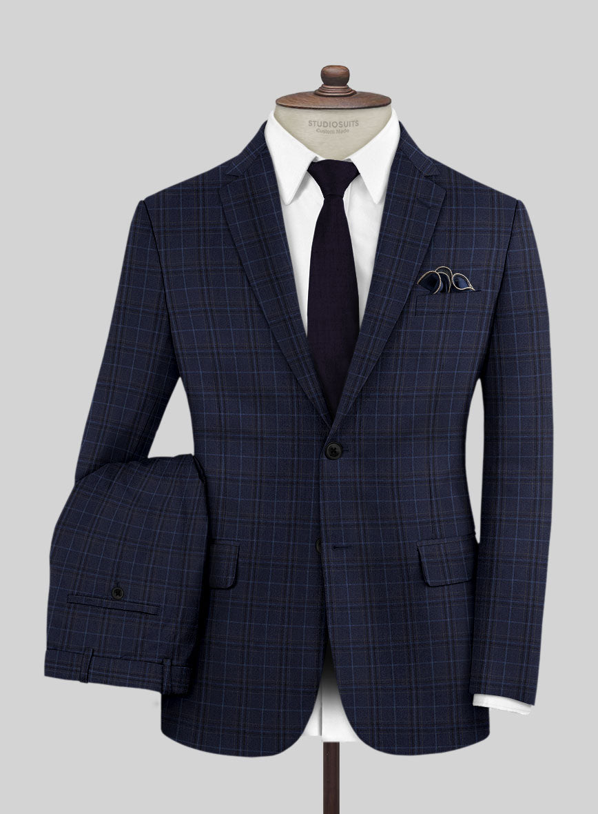 Reda Cavez Blue Checks Wool Suit - StudioSuits