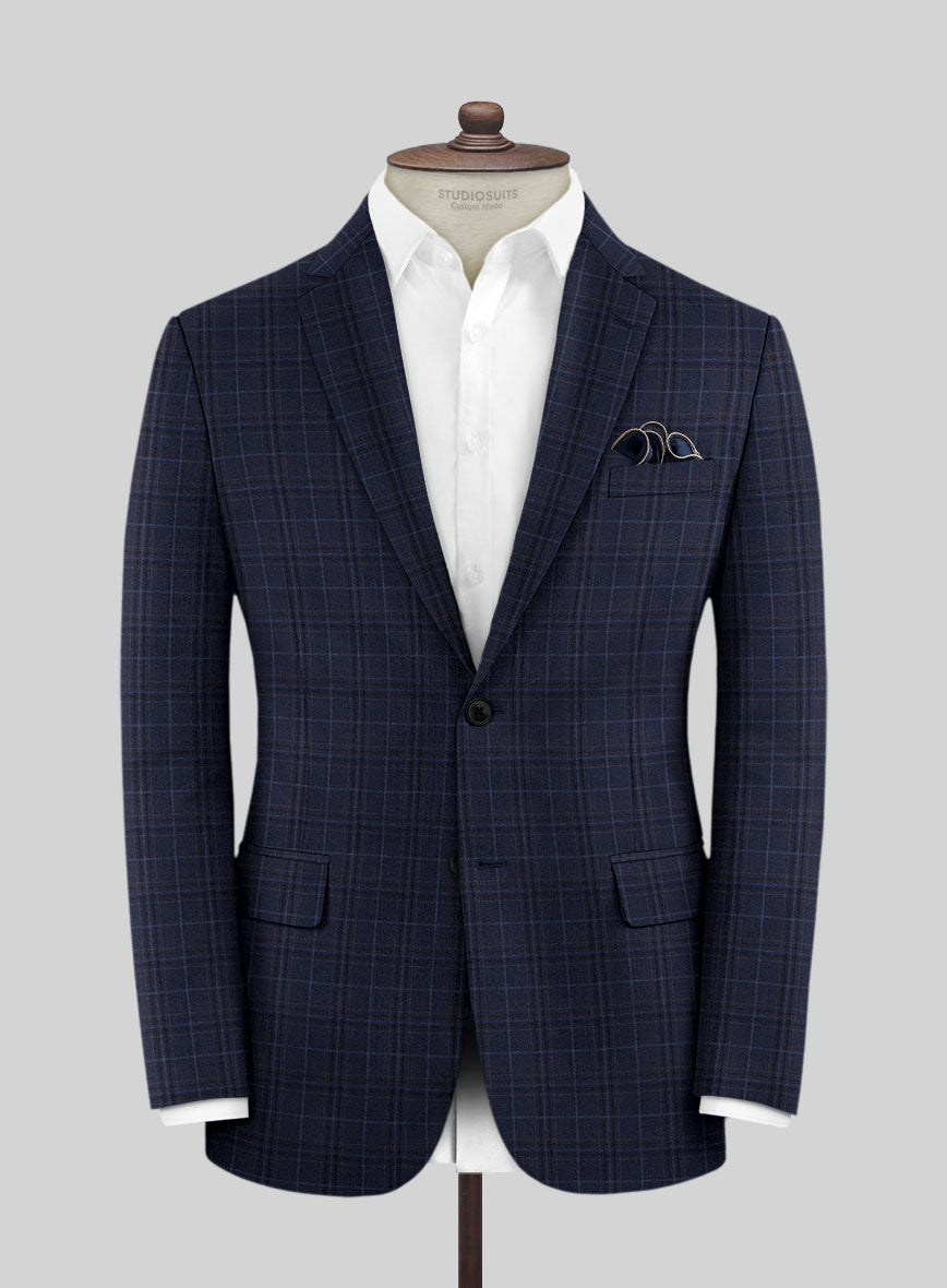 Reda Cavez Blue Checks Wool Suit - StudioSuits
