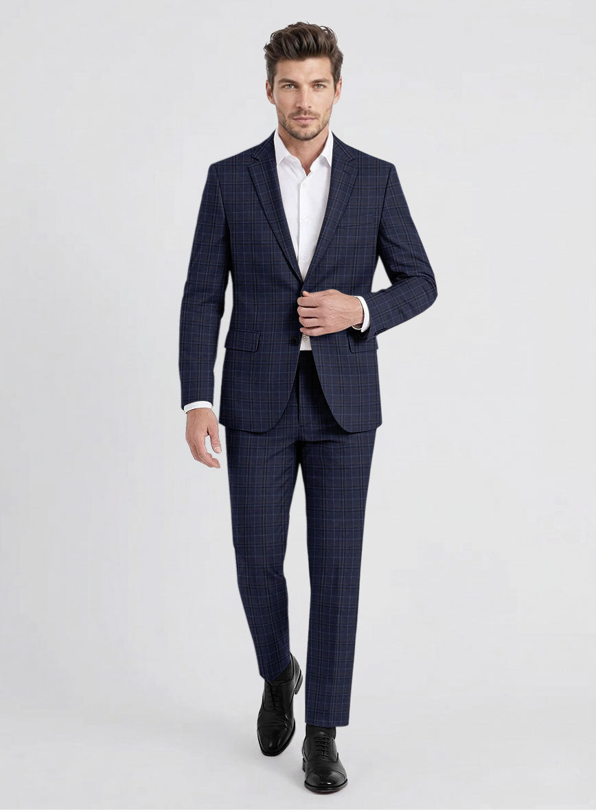 Reda Cavez Blue Checks Wool Suit - StudioSuits