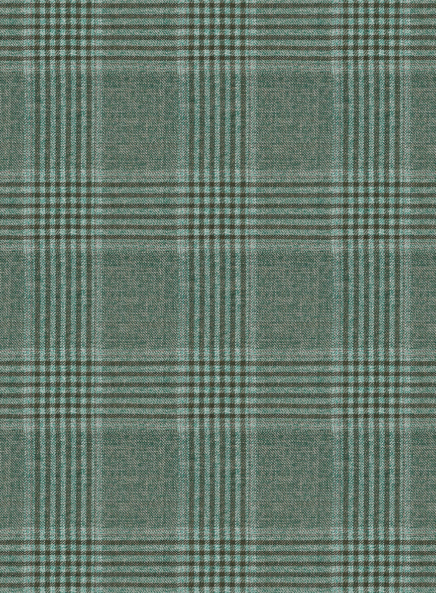 Reda Celadon Green Checks Wool Jacket - StudioSuits