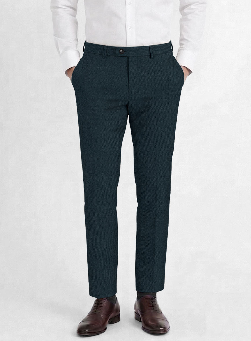 Reda Dark Teal Blue Wool Pants - StudioSuits