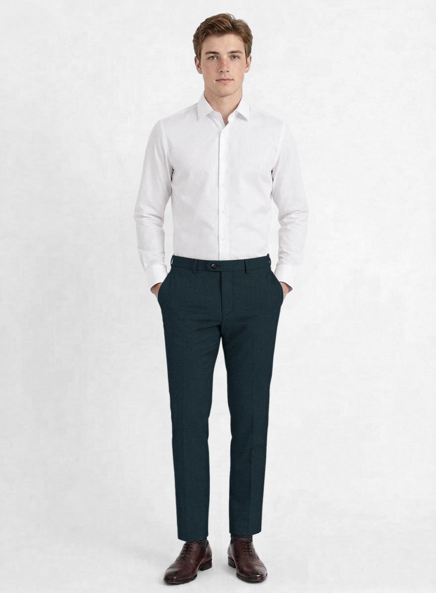 Reda Dark Teal Blue Wool Pants - StudioSuits