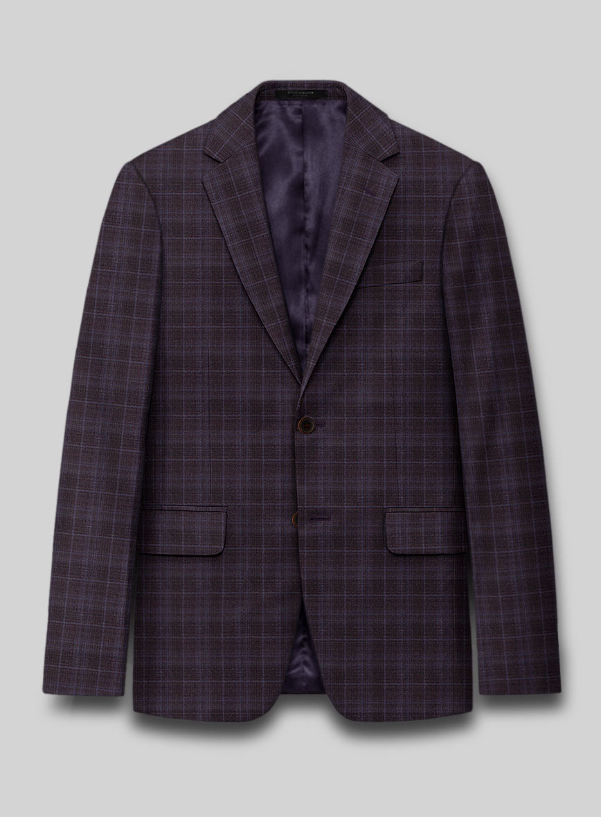 Reda Delgue Purple Checks Wool Jacket - StudioSuits
