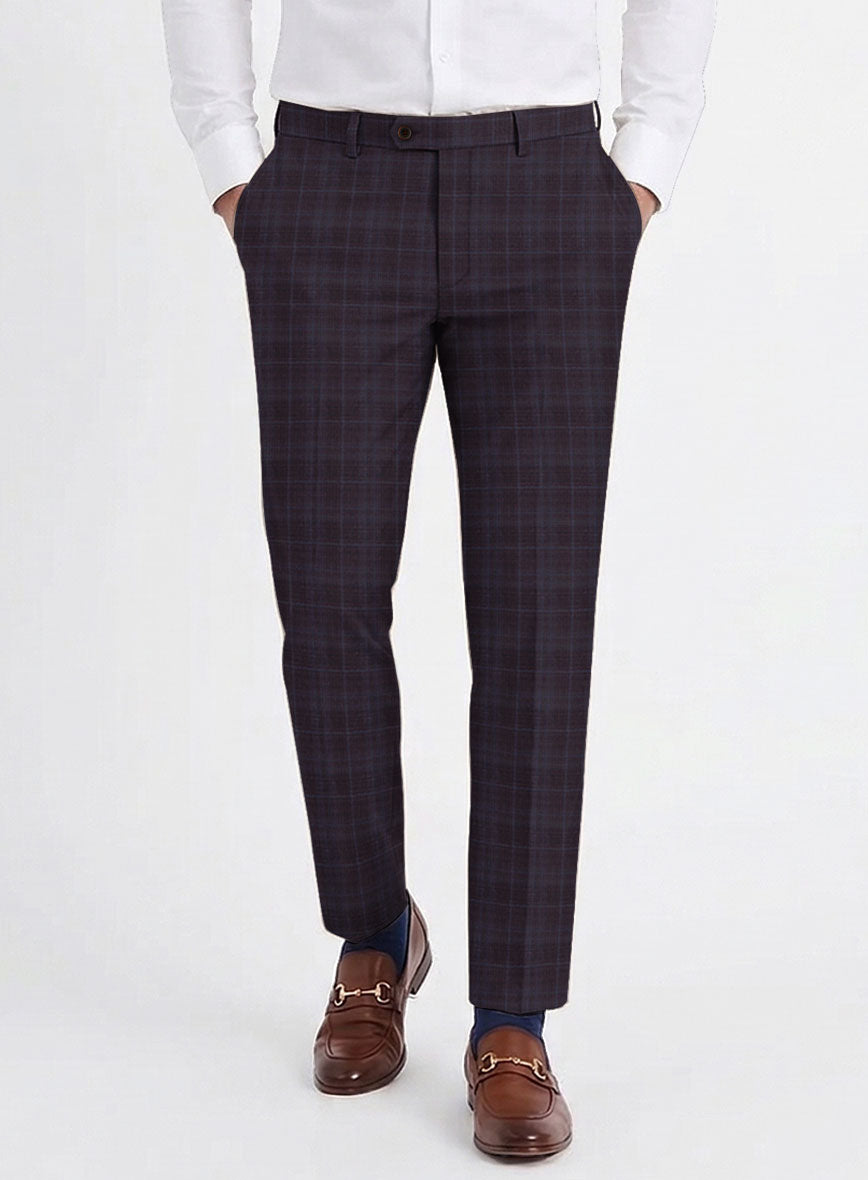 Reda Delgue Purple Checks Wool Pants - StudioSuits