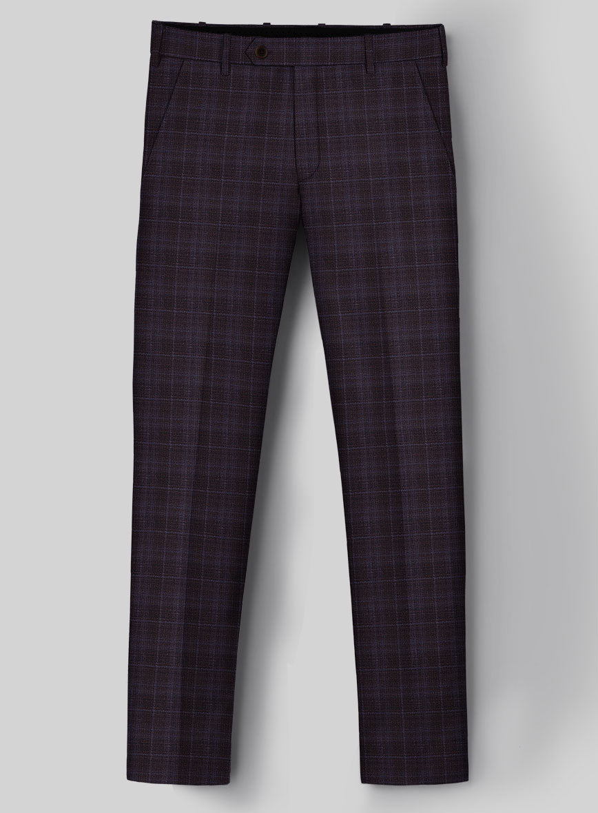Reda Delgue Purple Checks Wool Pants - StudioSuits