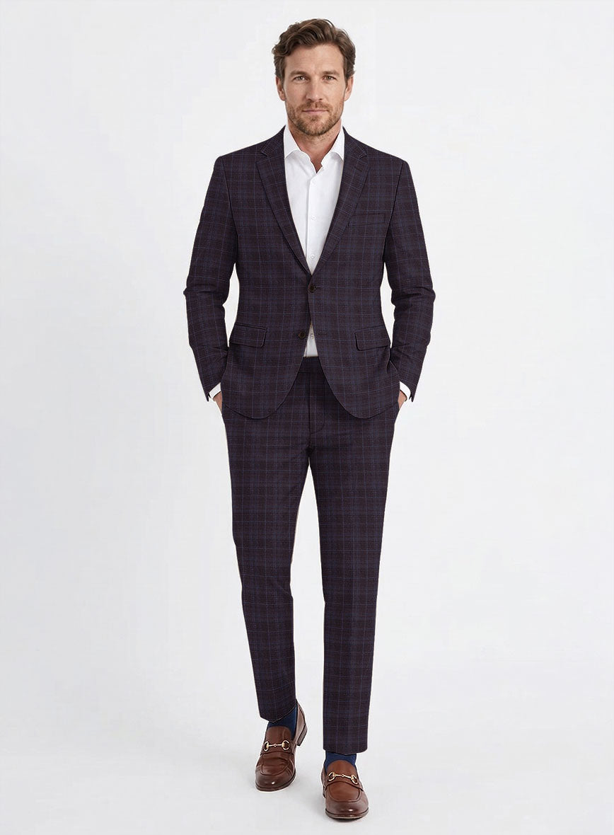 Reda Delgue Purple Checks Wool Suit - StudioSuits