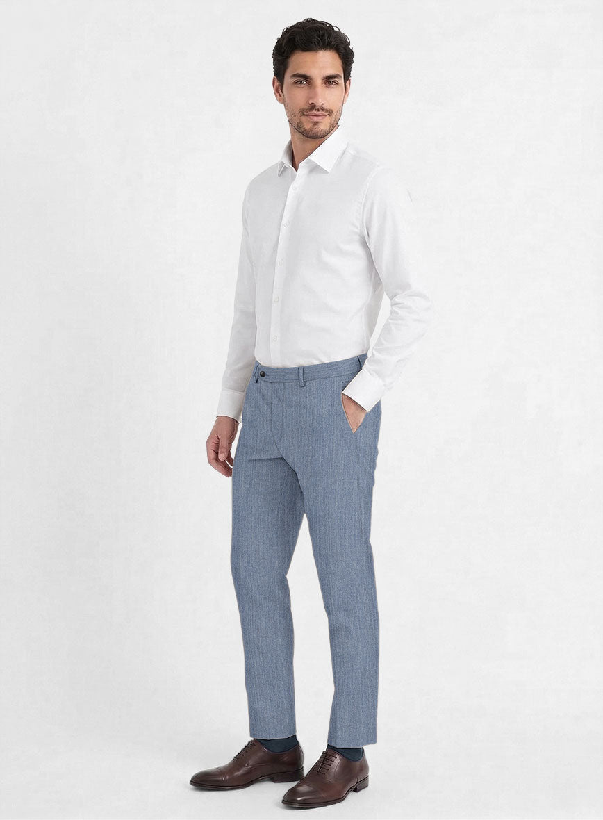 Reda Denim Light Blue Wool Pants - StudioSuits