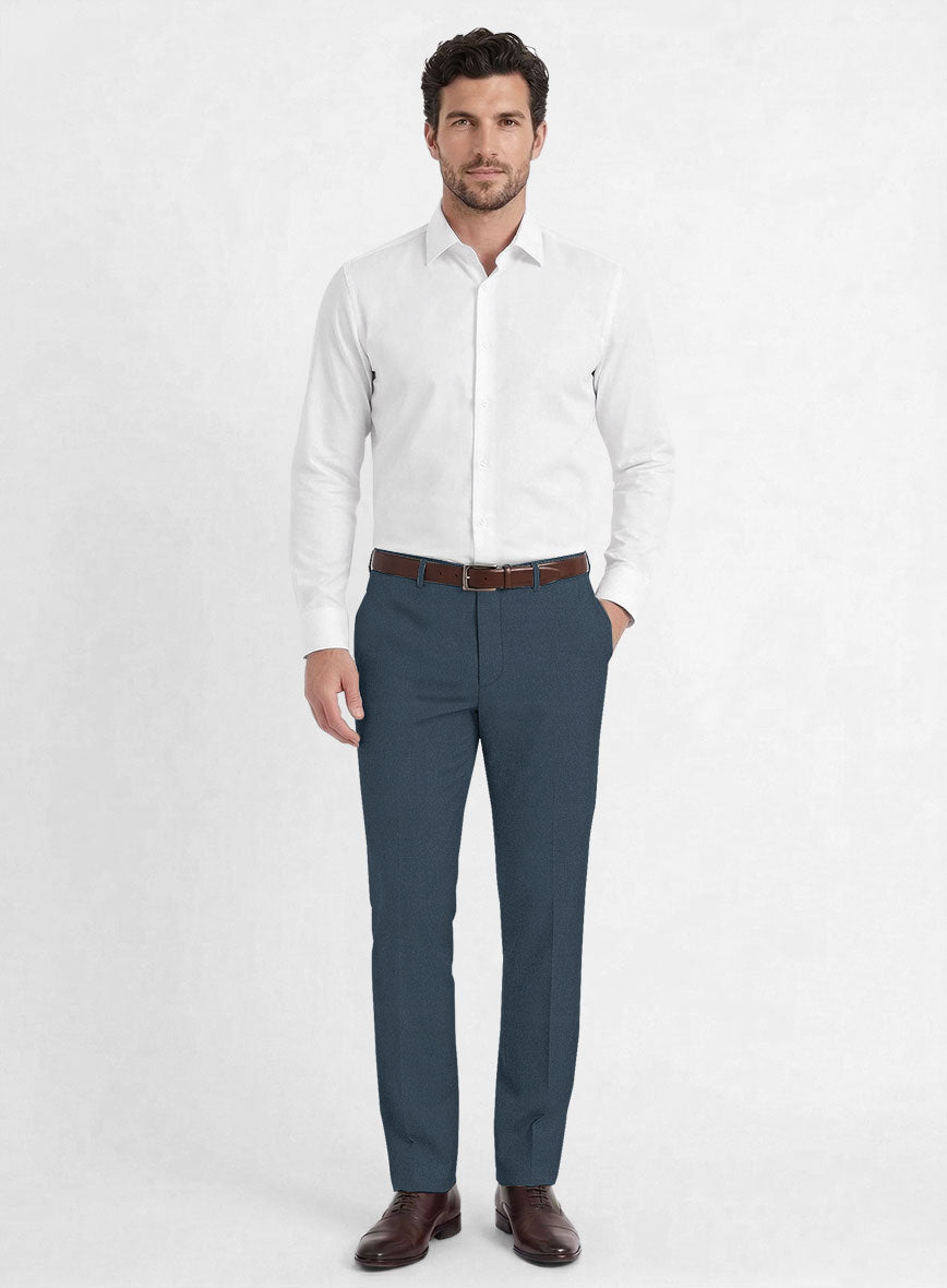 Reda Ebony Blue Wool Pants - StudioSuits