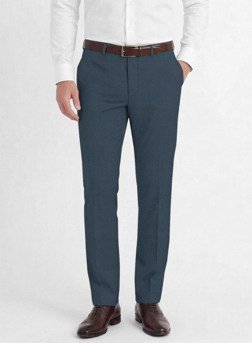 Reda Ebony Blue Wool Pants - StudioSuits