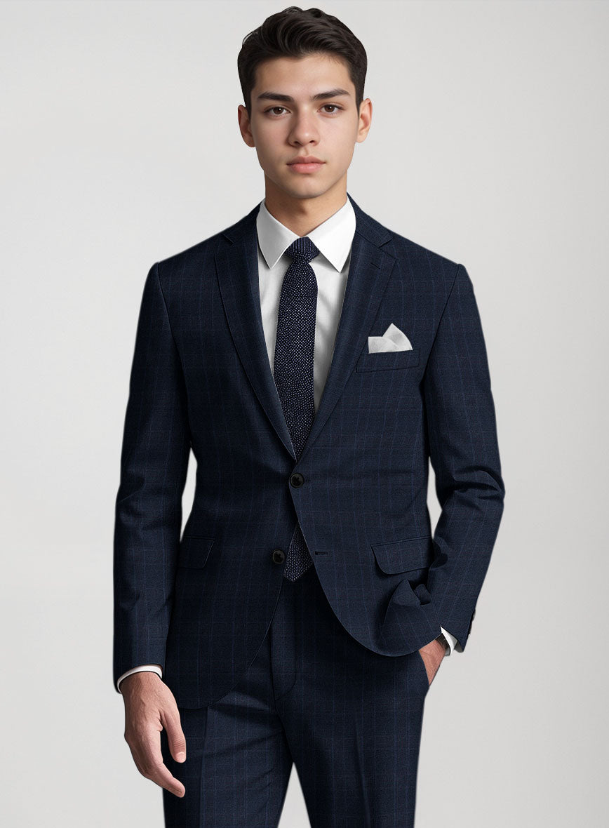 Reda Elian Blue Checks Wool Jacket - StudioSuits