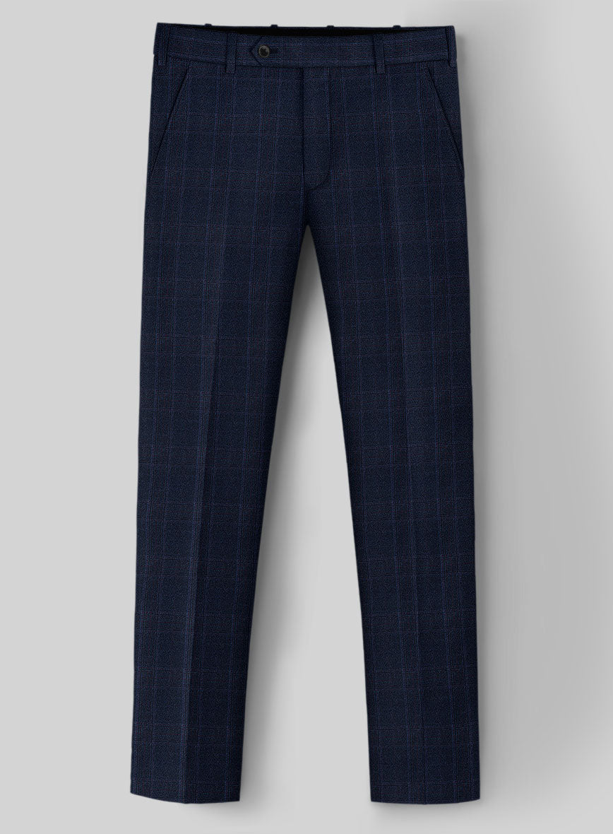 Reda Elian Blue Checks Wool Pants - StudioSuits