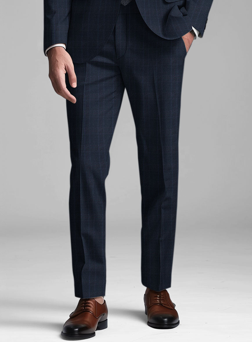 Reda Elian Blue Checks Wool Pants - StudioSuits