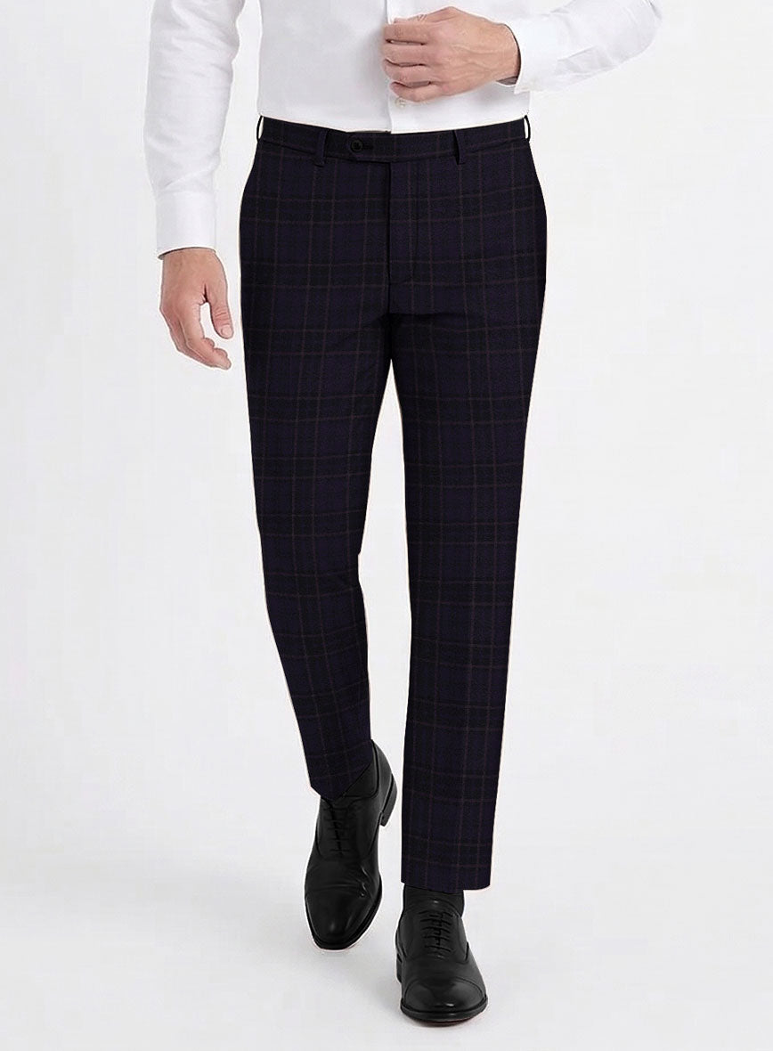 Reda Eralto Purple Checks Wool Pants - StudioSuits