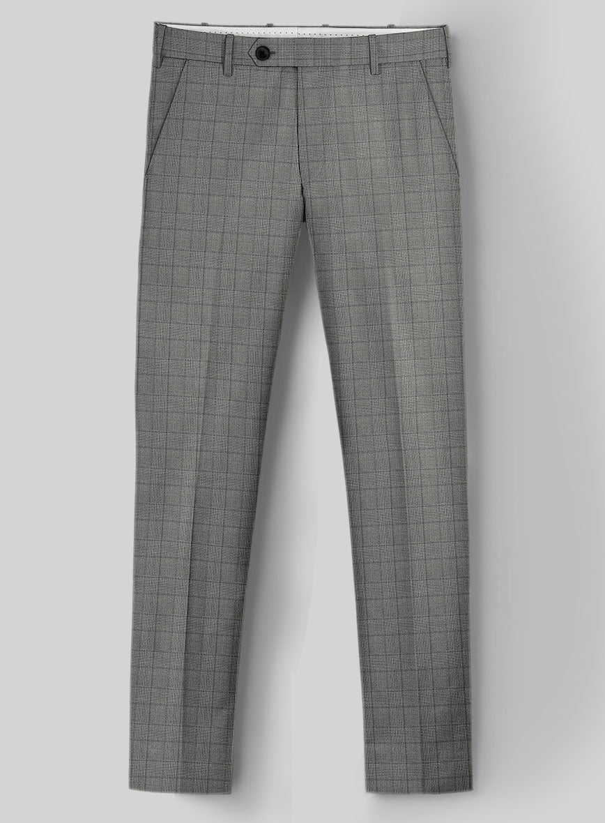 Reda Erlon Gray Checks Wool Pants - StudioSuits