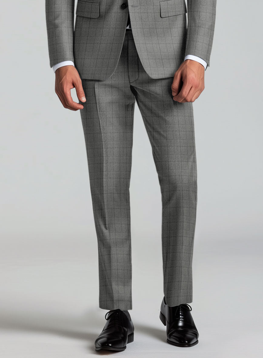 Reda Erlon Gray Checks Wool Pants - StudioSuits