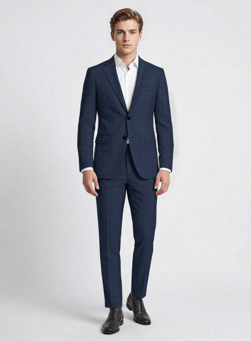 Reda Erlon Royal Blue Checks Wool Suit - StudioSuits