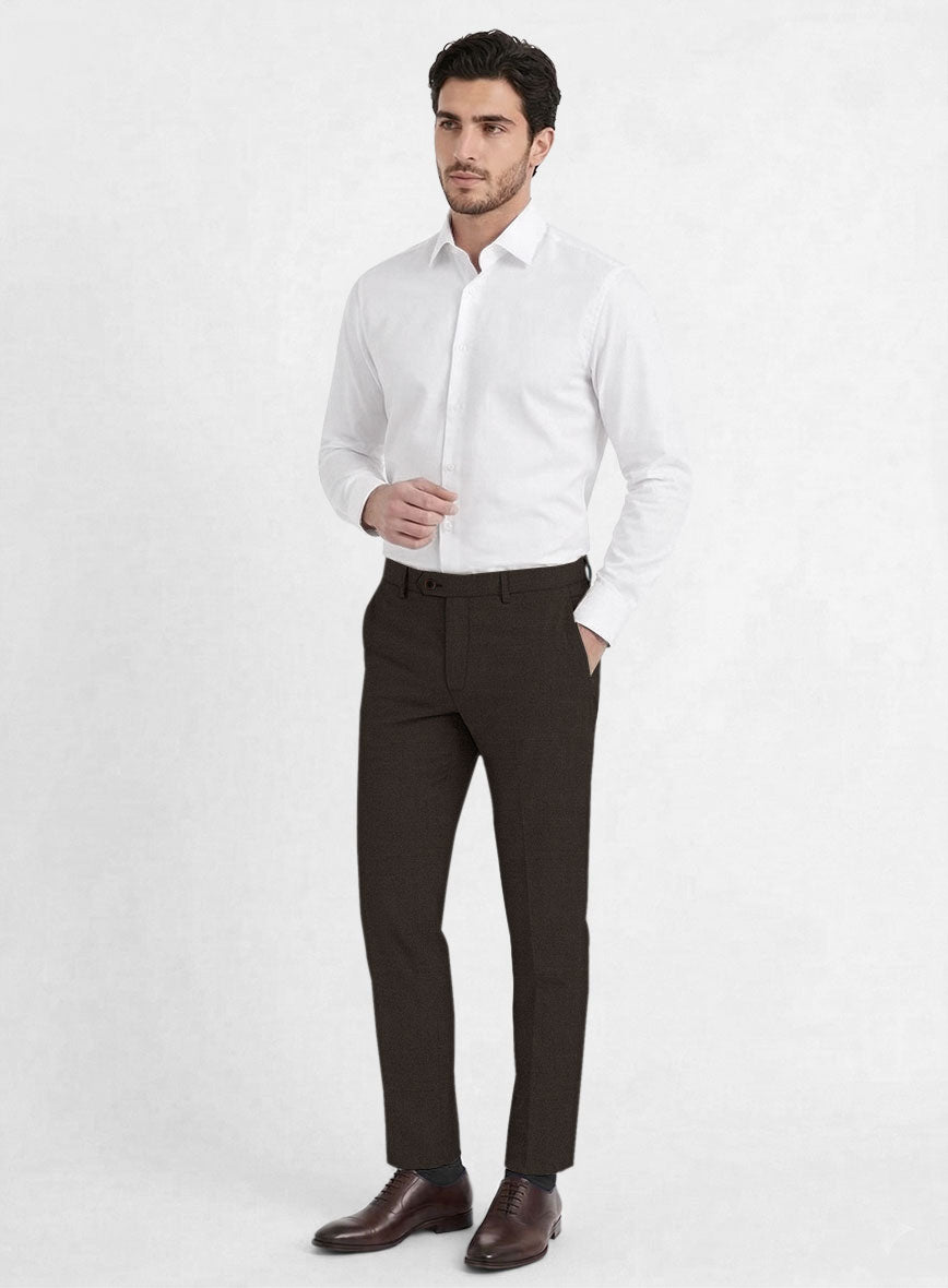 Reda Espresso Brown Wool Pants - StudioSuits