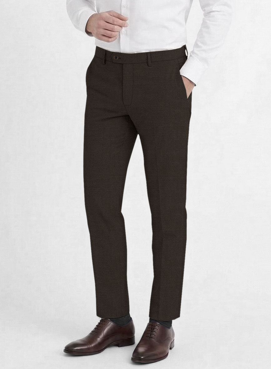 Reda Espresso Brown Wool Pants - StudioSuits