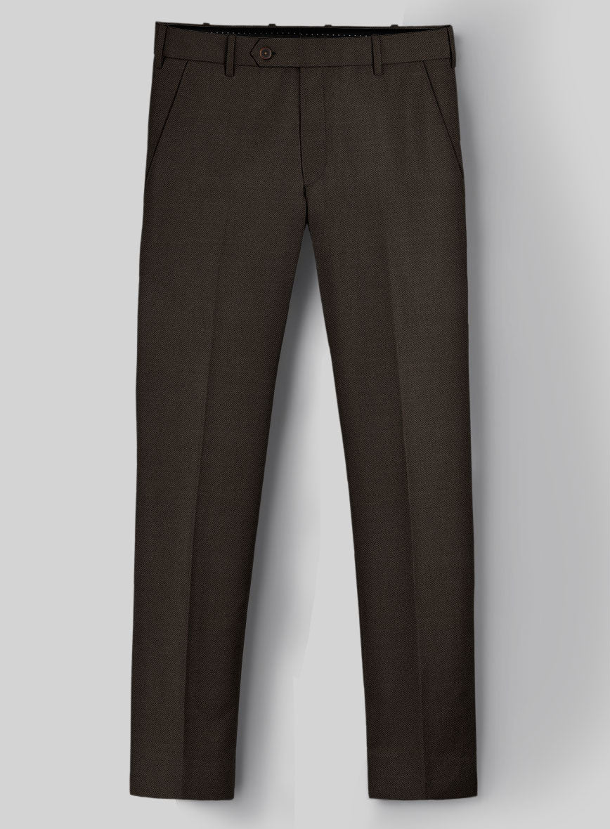 Reda Espresso Brown Wool Pants - StudioSuits