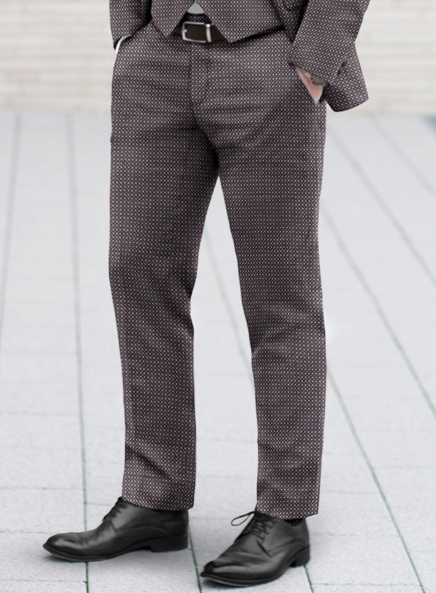 Reda Filibe Honey Comb Brown Wool Pants - StudioSuits