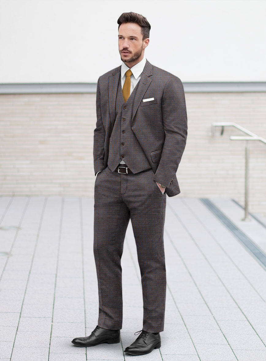 Reda Filibe Honey Comb Brown Wool Suit - StudioSuits