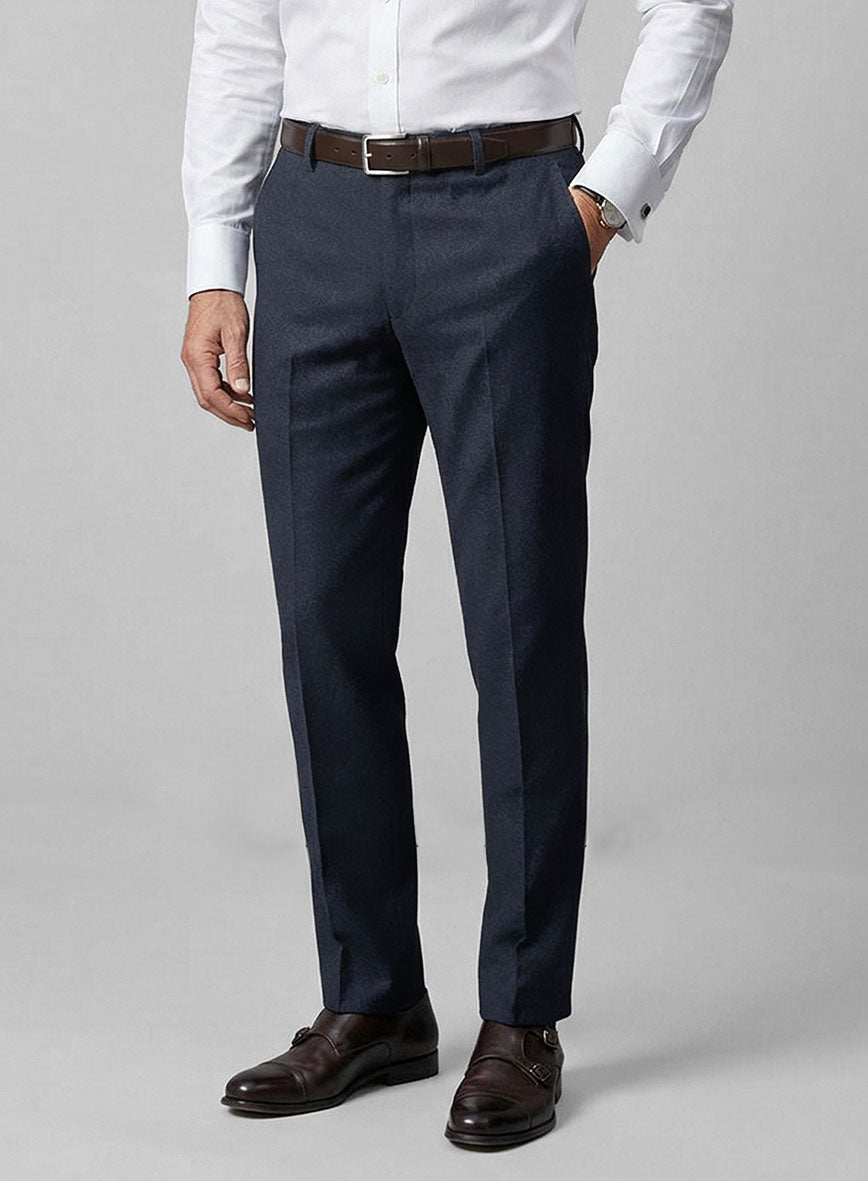 Reda Flannel Bont Blue Wool Pants - StudioSuits
