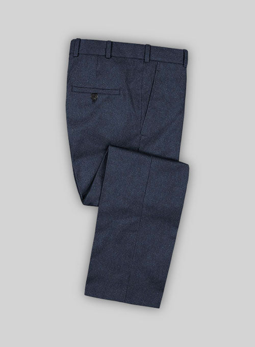 Reda Flannel Bont Blue Wool Pants - StudioSuits