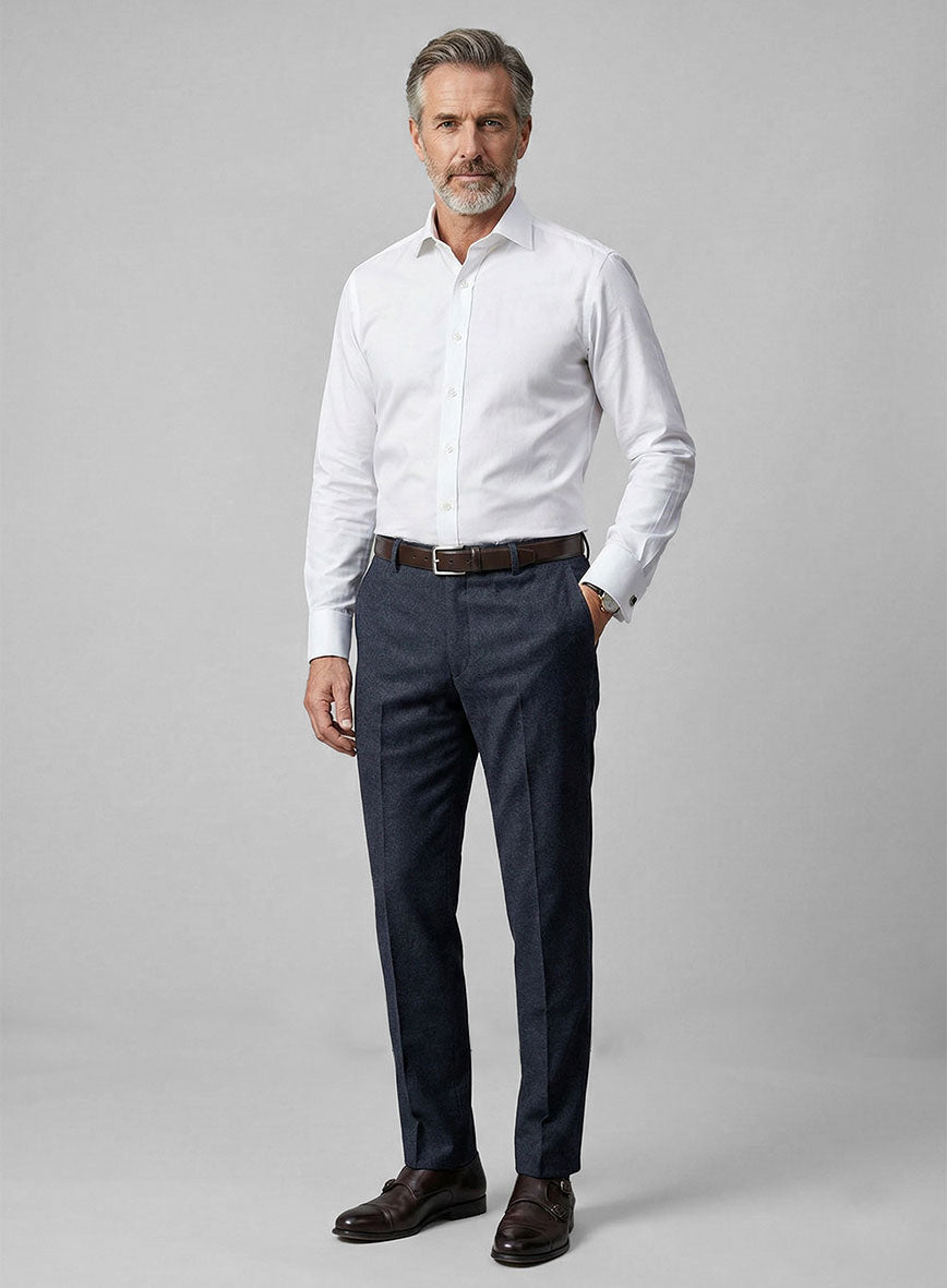 Reda Flannel Bont Blue Wool Pants - StudioSuits