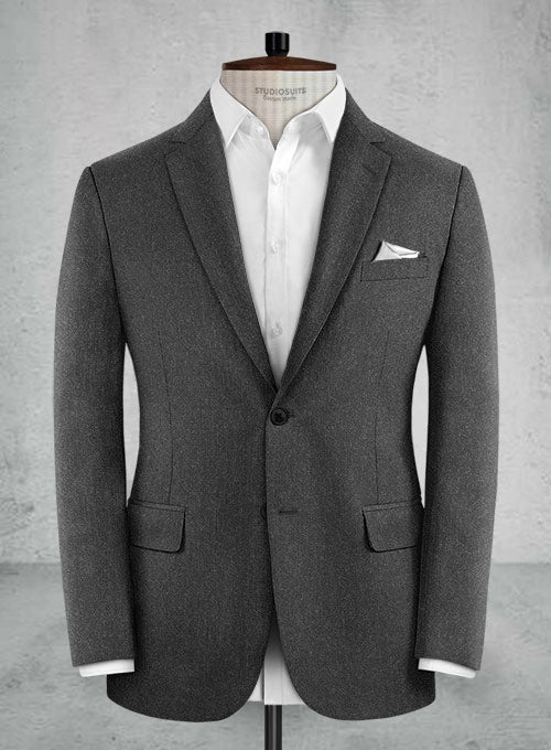 Reda Flannel Charcoal Wool Jacket - StudioSuits